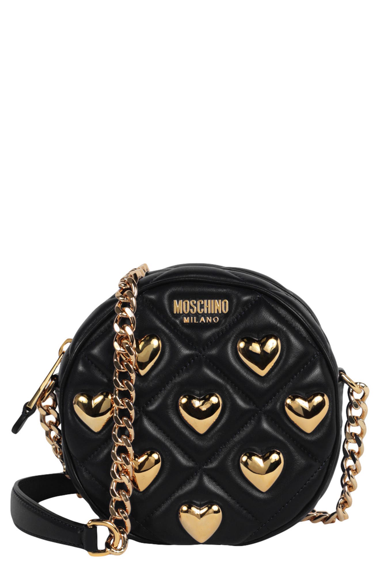 Moschino Quilted Heart Crossbody Bag, Main, color, 