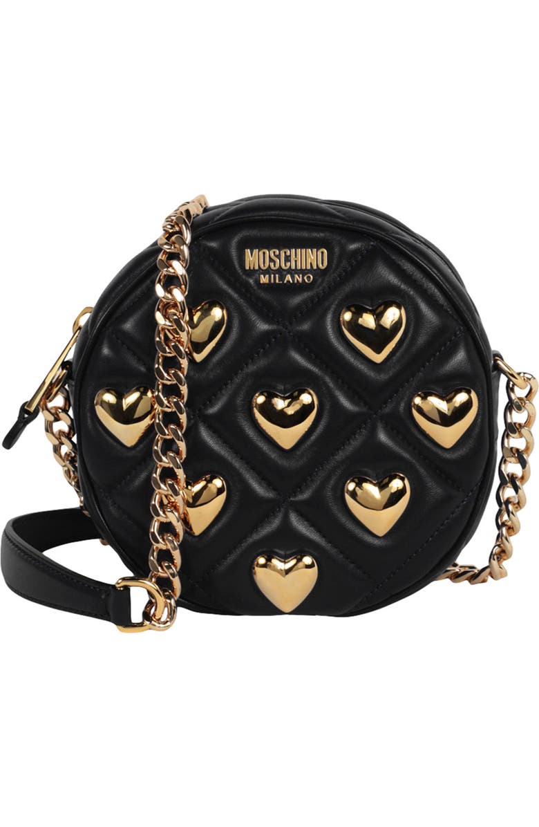 Moschino Quilted Heart Crossbody Bag, Main, color,