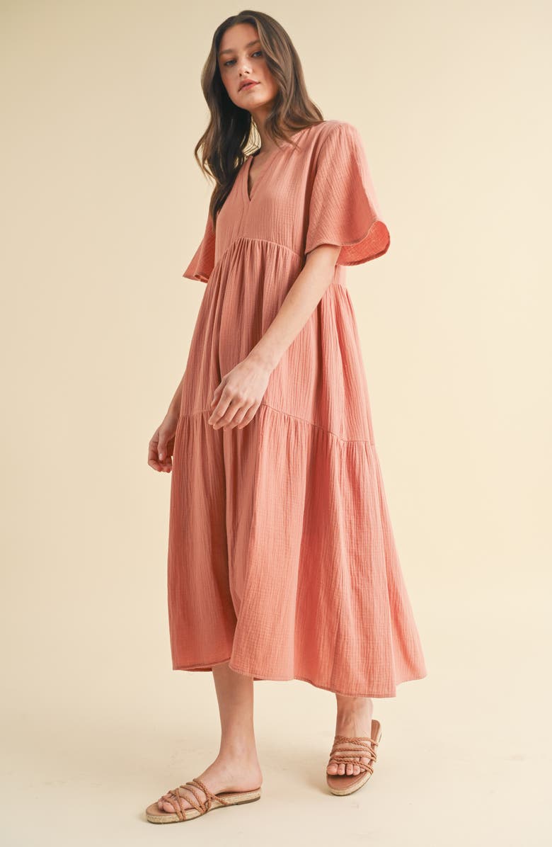 WISHLIST Cotton Gauze Maxi Dress, Alternate, color, Rose