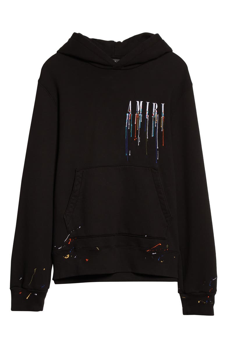 AMIRI Embroidered Paint Drip Core Logo Hoodie, Alternate, color, Black / White