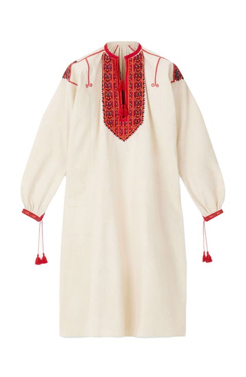Afra Embroidered Cotton Caftan Dress