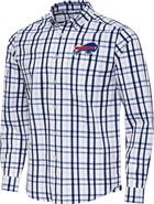 ANTIGUA Men's Antigua Navy/Gray Buffalo Bills Tending Woven Tri-Blend Long Sleeve Button-Down Shirt