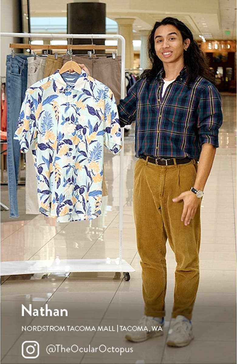 Tortola Aqua Isles Floral Short Sleeve Button-Up Shirt, sales video thumbnail