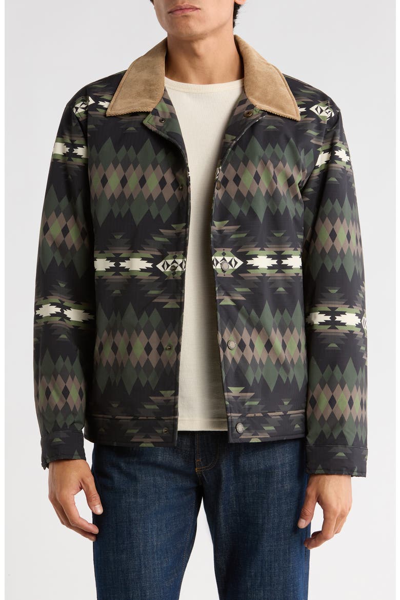 Printt Faux Shearling Lined Trucker Jacket, Main, color, OLIVE PAPAGO