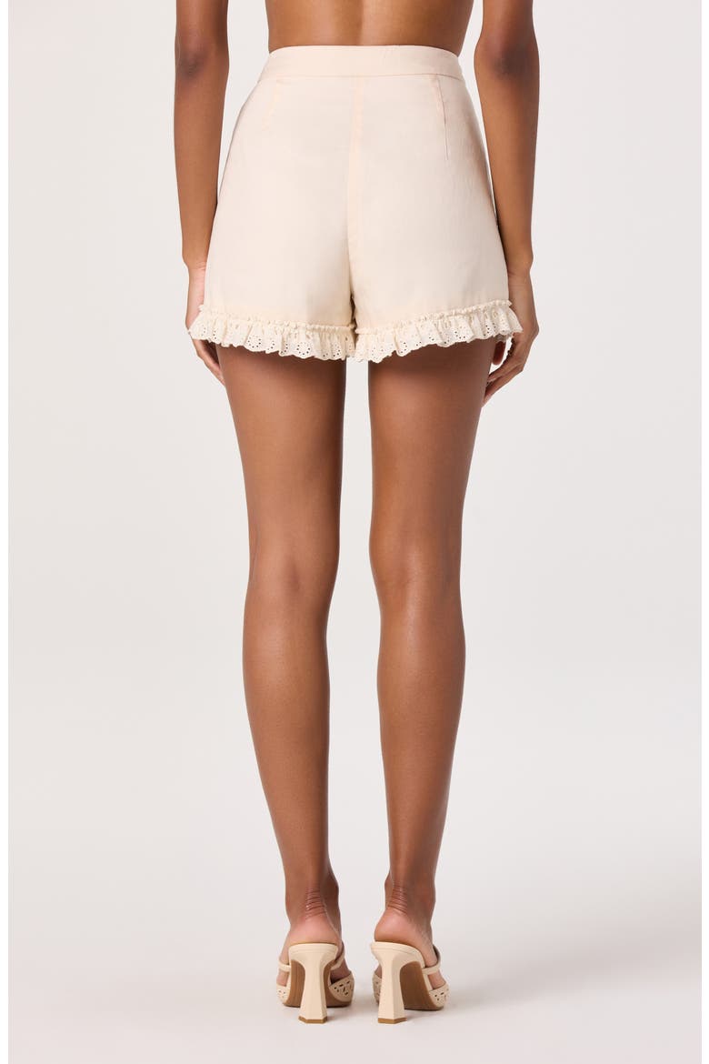 Nienna Eyelet Hem Linen Blend Shorts, Alternate, color, CREAM