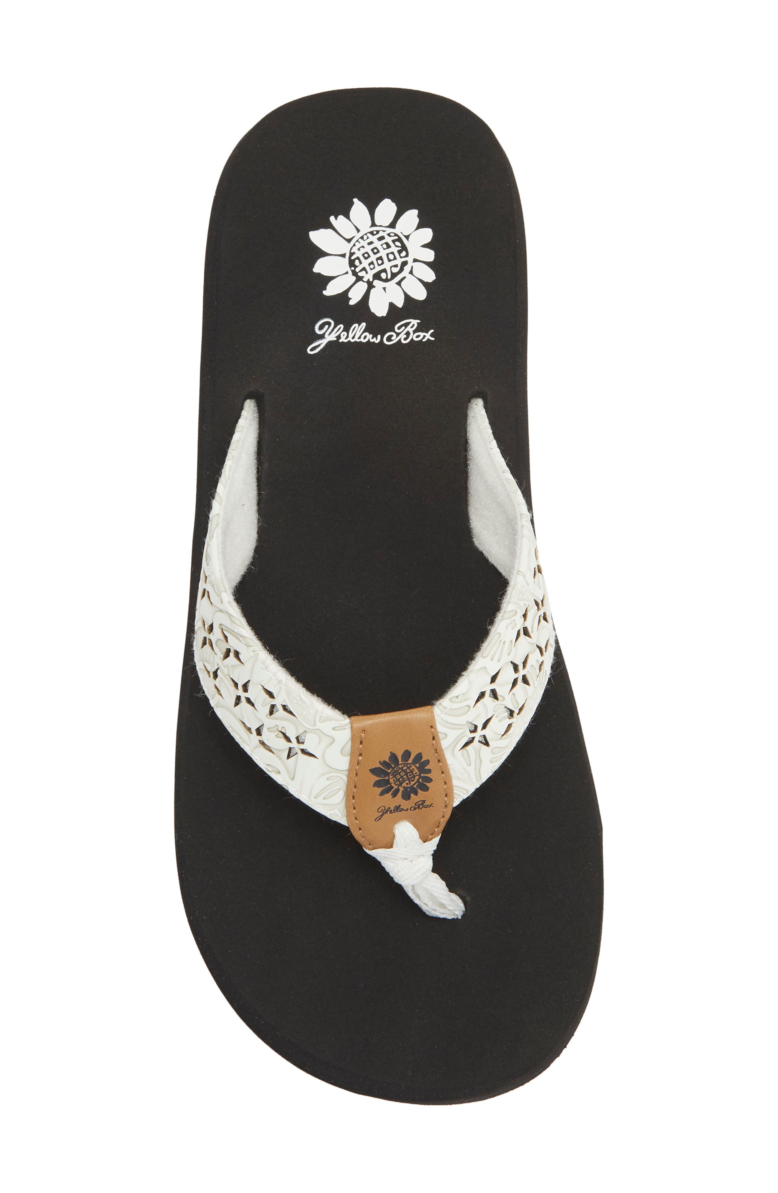 Yellow Box Premium Benji Lasercut Flip Flop, Alternate, color, White