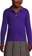 Lands' End School Uniform Girls Long Sleeve Feminine Fit Interlock Polo Shirt