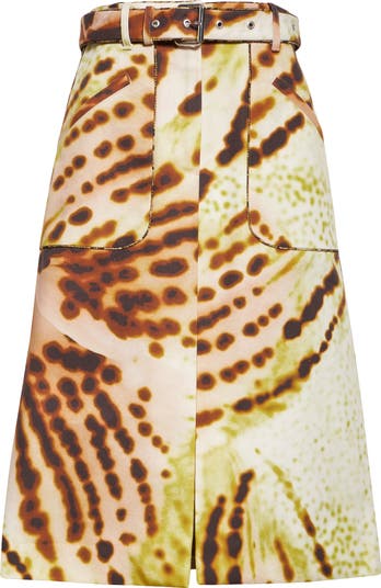 Dries Van Noten Sheraz skirt with reptile print スカート Dries Van Noten Sheraz Leopard Orchid Print Belted Midi