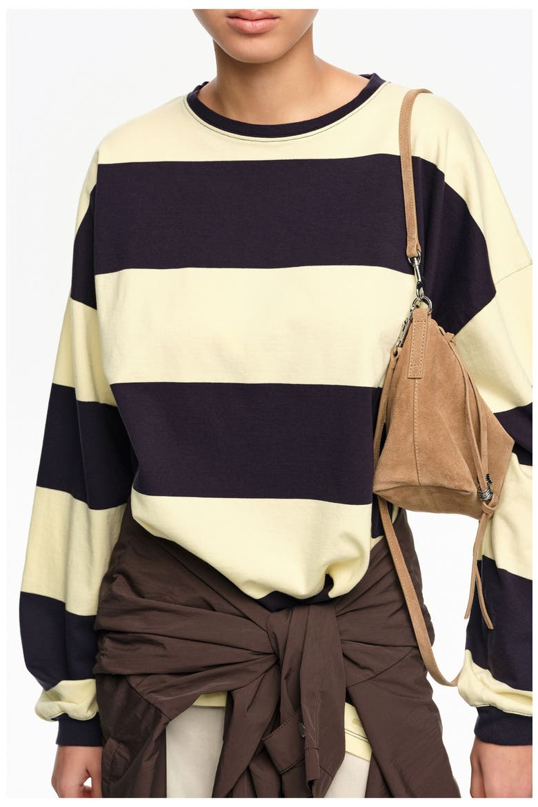 Loose-fit striped T-shirt., Alternate, color, NAVY