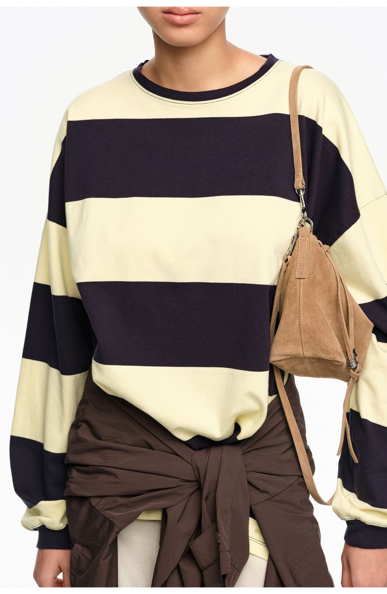 Bimba y Lola Loose-fit striped T-shirt., Alternate, color, Navy