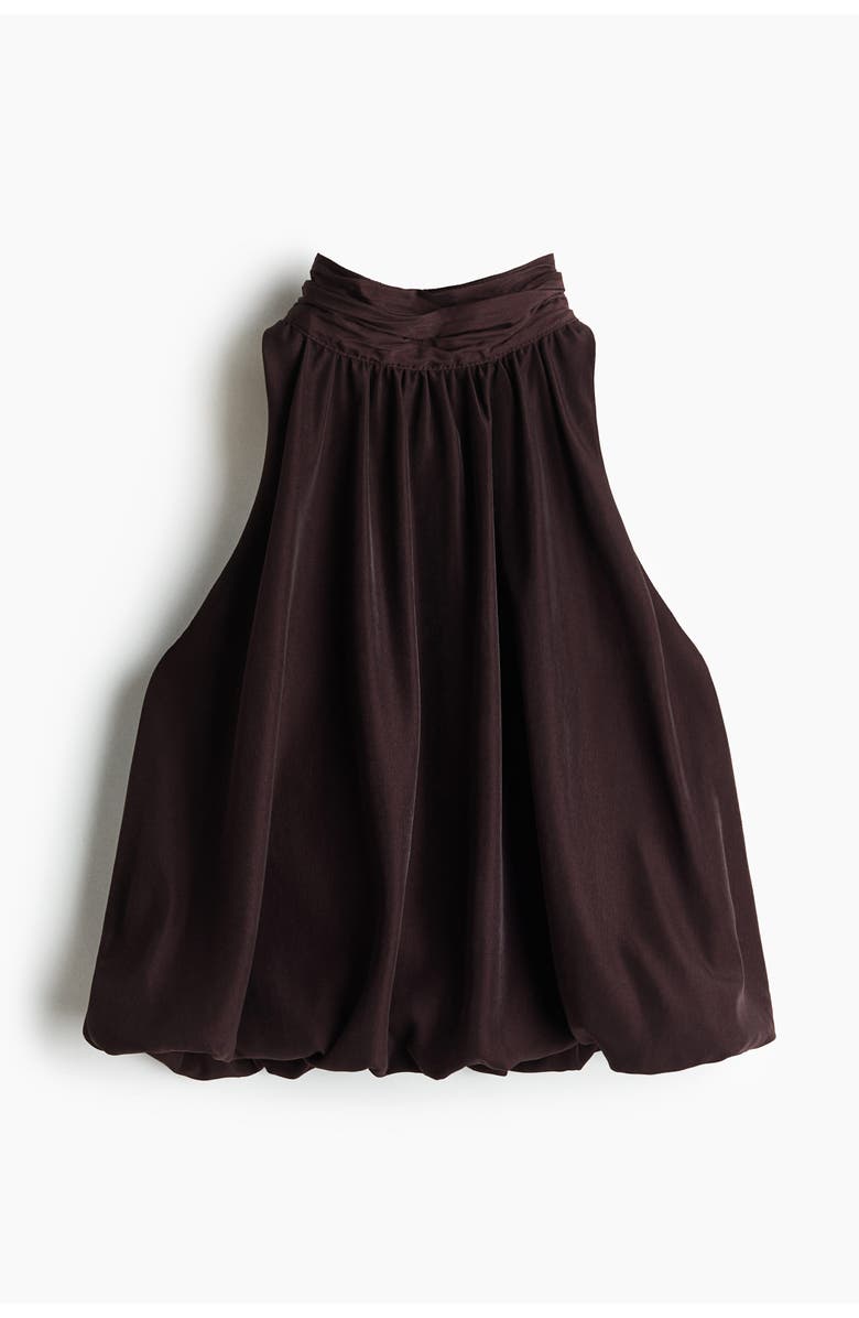 H&M Bubble-hem Halterneck Top, Main, color, Dark Brown