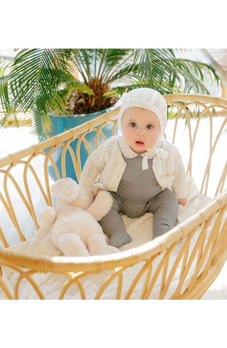 Ely's & Co. Looms Wave Collection - Knit Pointelle Bonnet, Alternate, color, Ivory