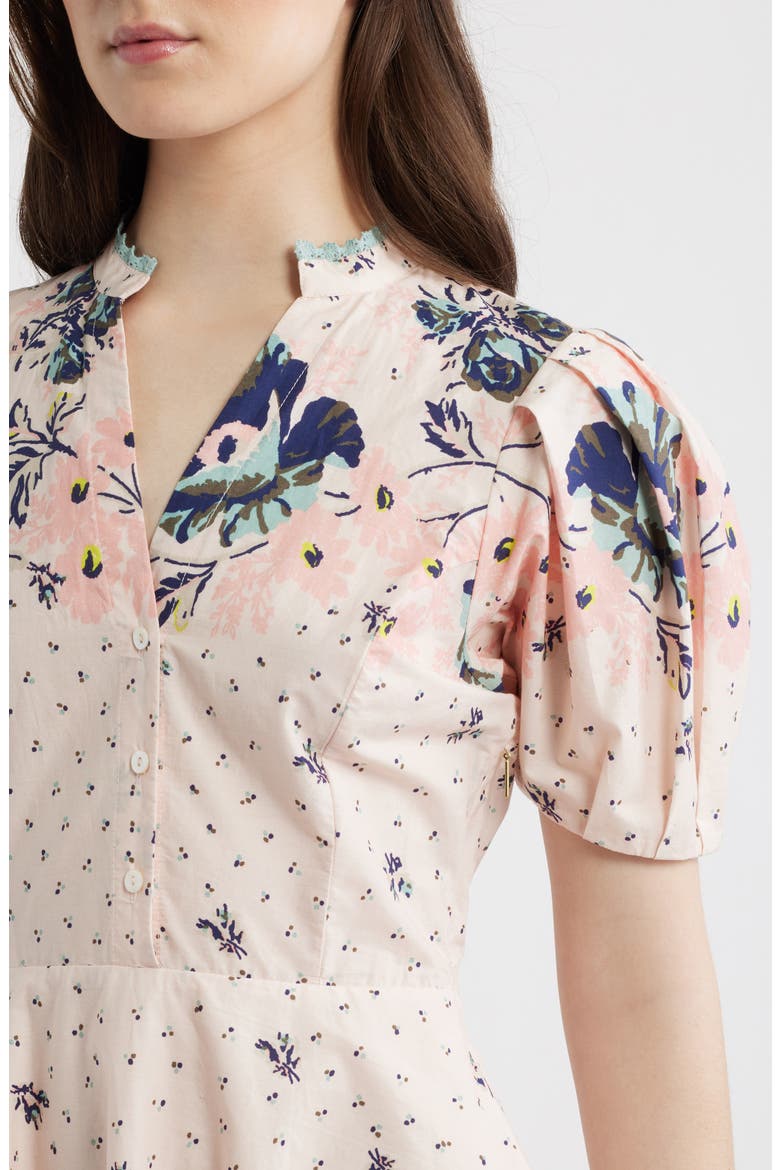 Micah Mixed Floral Print Organic Cotton Poplin Minidress, Alternate, color, LIORA PRINT