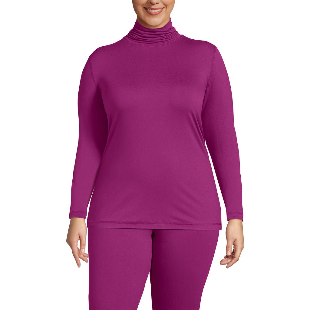Lands' End Plus Size Baselayer Cozy Thermaskin Turtleneck Top In Purple