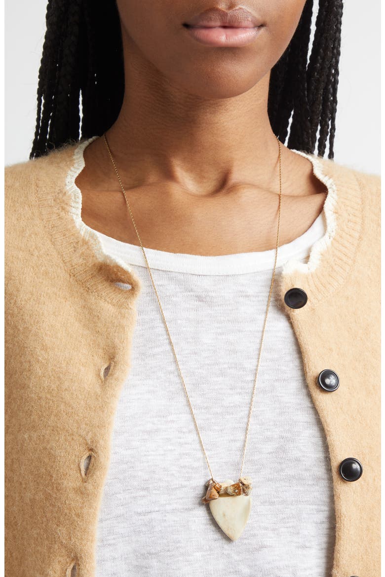 Long Bone Pendant Necklace, Alternate, color, ECRU 23EC
