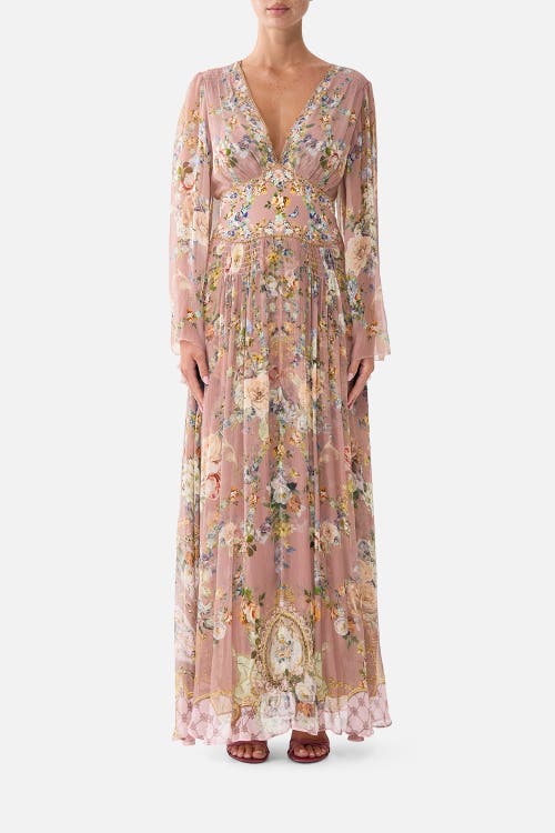 Camilla Flared Sleeve Dress In Chamber Of Blooms