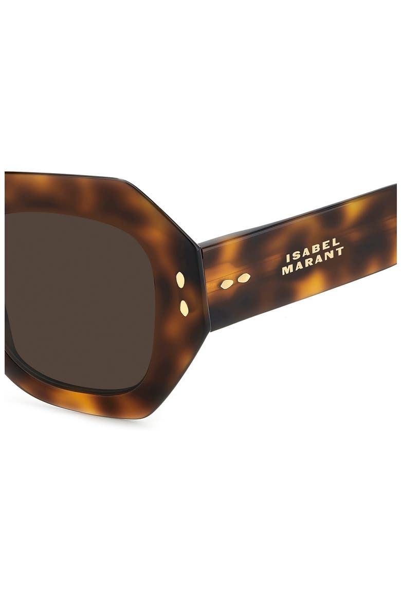 52mm Rectangular Geometric Sunglasses, Alternate, color, BROWN HAVANA/ BROWN