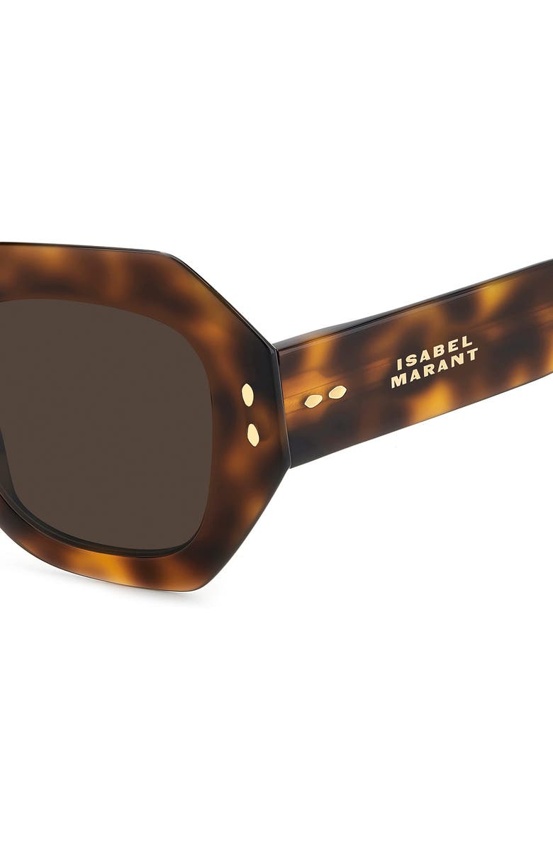 Isabel Marant 52mm Rectangular Geometric Sunglasses, Alternate, color, Brown Havana/ Brown