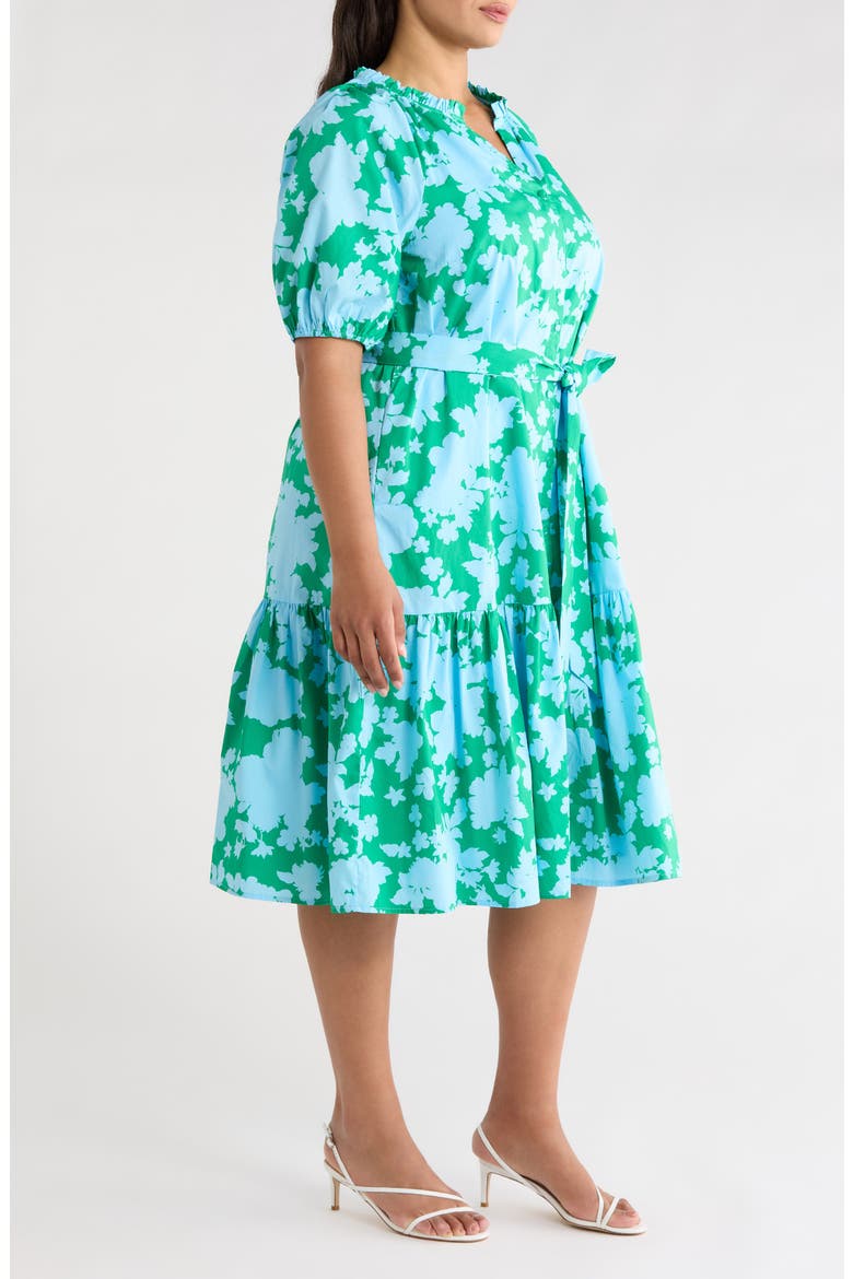 Riona Floral Wynette Tiered Midi Dress, Alternate, color, BLUE-KELLY