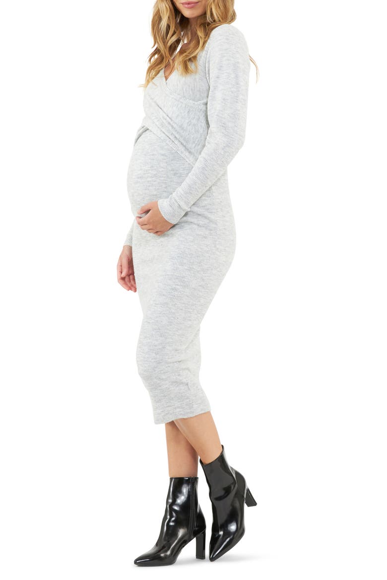 Heidi Nursing Knit Dress, Main, color, SNOW MARLE