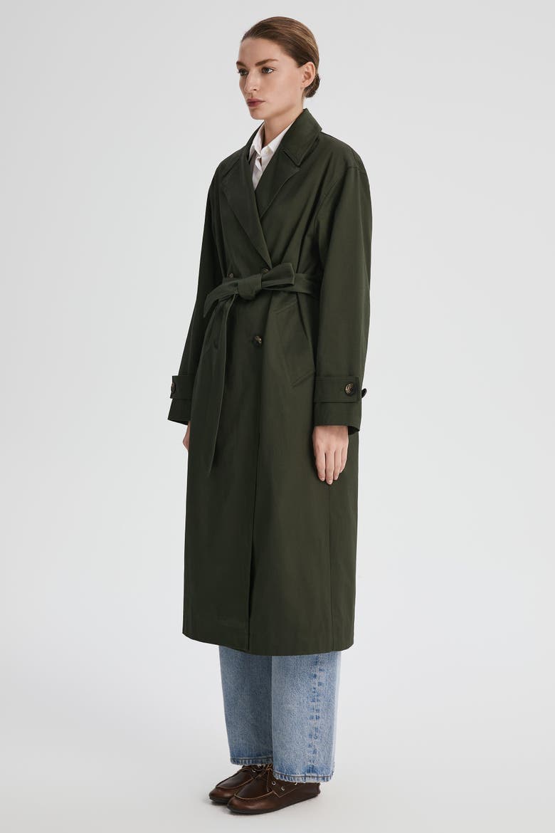 Maxi Oversized Trench Coat, Alternate, color, Olive
