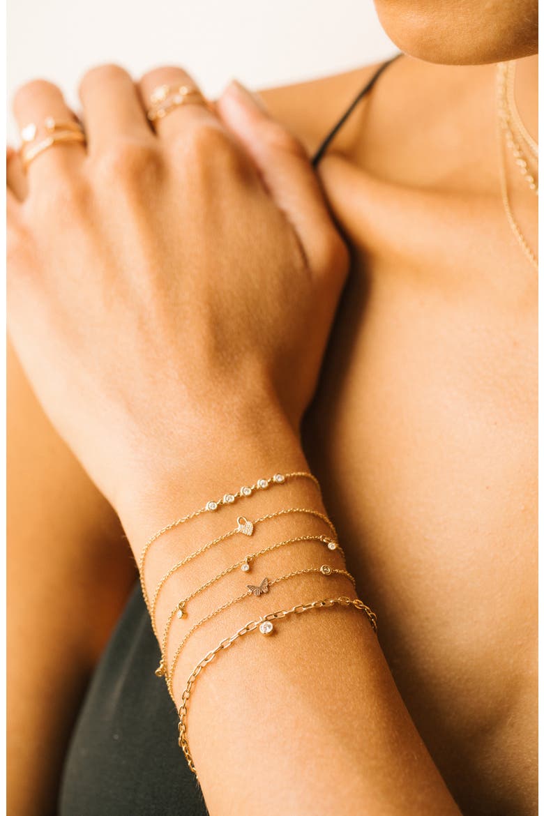 Diamond Charm Oval Link Chain Bracelet, Alternate, color, 14K YELLOW GOLD