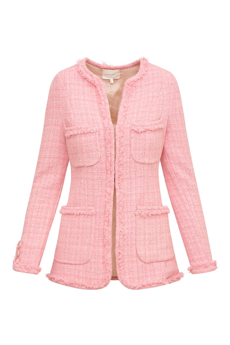 Adrina Sequin Tweed Jacket, Alternate, color, PINK SPRITZ