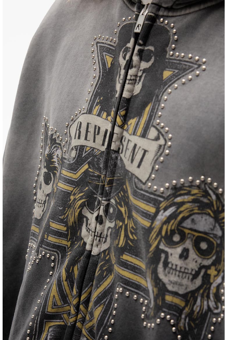 G 'n' R Cross Graphic Zip Hoodie, Alternate, color, STAINED BLACK