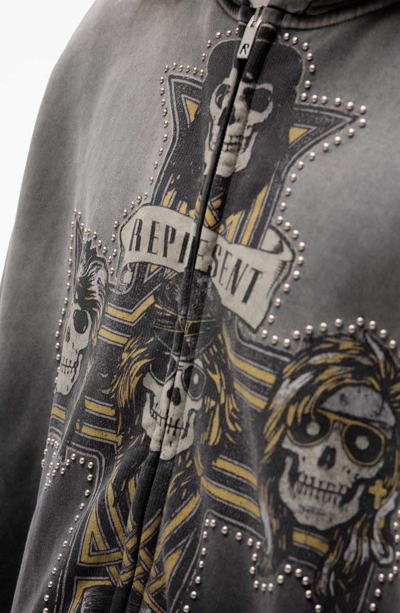 Represent G 'n' R Cross Graphic Zip Hoodie, Alternate, color, Stained Black