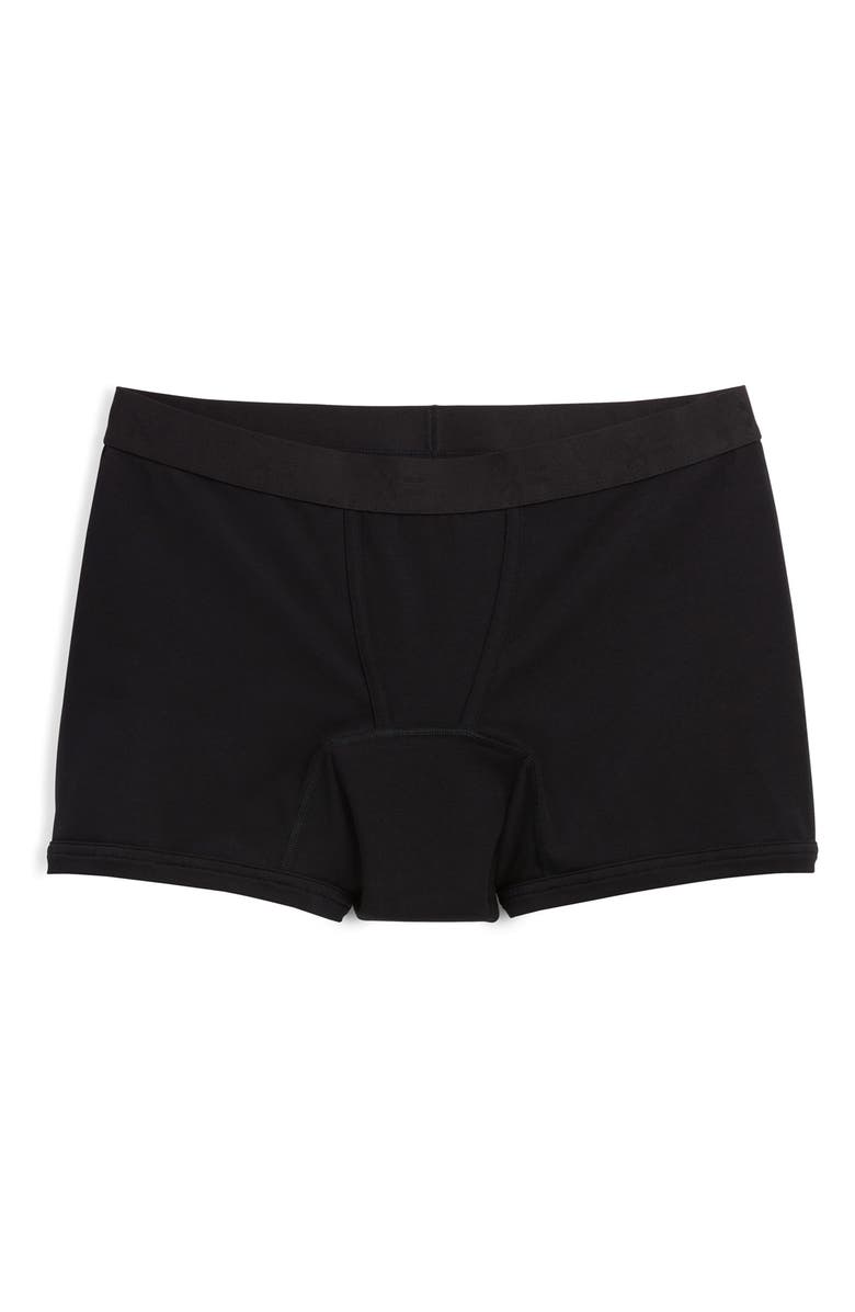 TomboyX First Line Stretch Cotton Period 4.5-Inch Trunks, Main, color, All Black