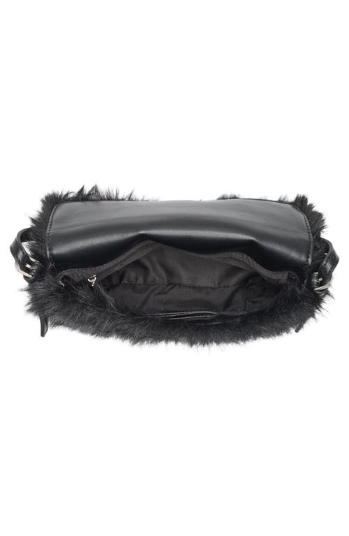 Bcbg Faux Fur Buckle Shoulder Bag In Black