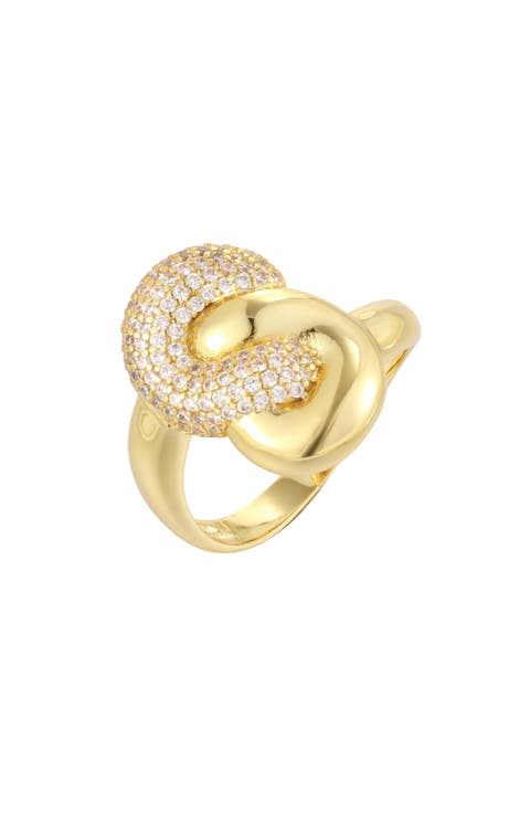 14k Gold Plated Cubic Zirconia Knot Ring