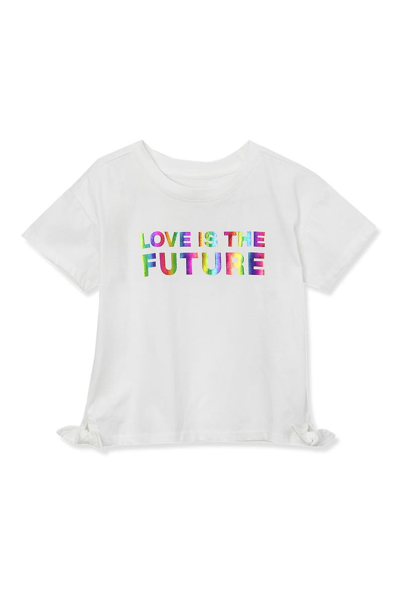 Girls Short Sleeve Side Tie Graphic Tee, Main, color, Love Is The Future