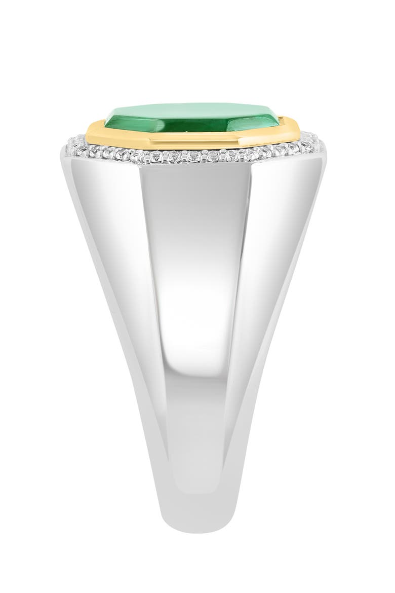 Malachite & White Sapphire Geometric Ring in Sterling Silver, Alternate, color, Green