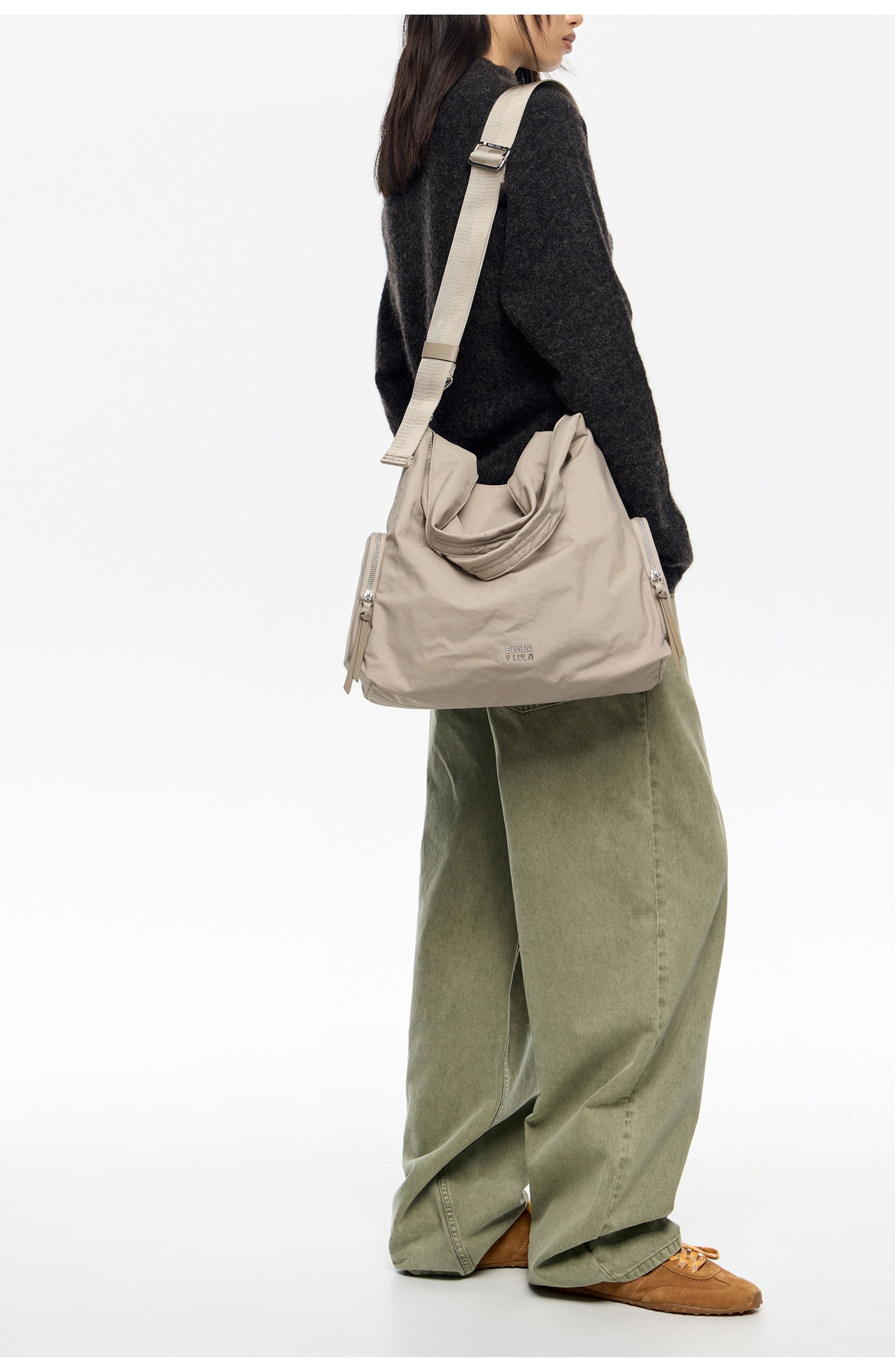 Bimba y Lola Large nylon Paper bag, Alternate, color, Stone