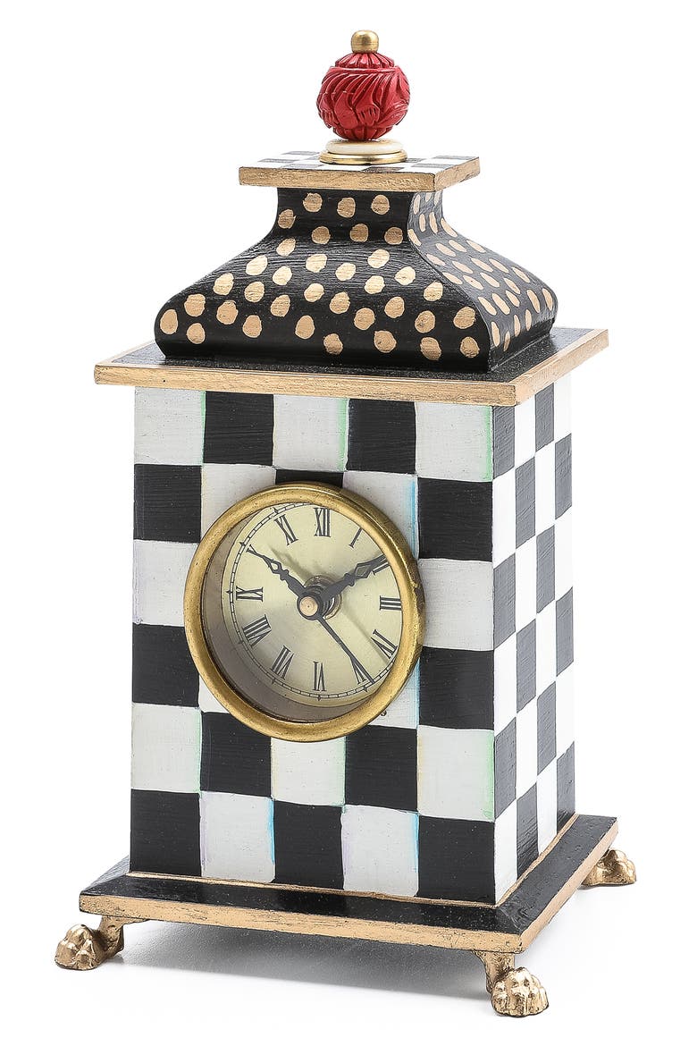 Courtly Check Desk Clock, Alternate, color, BLACK/ WHITE