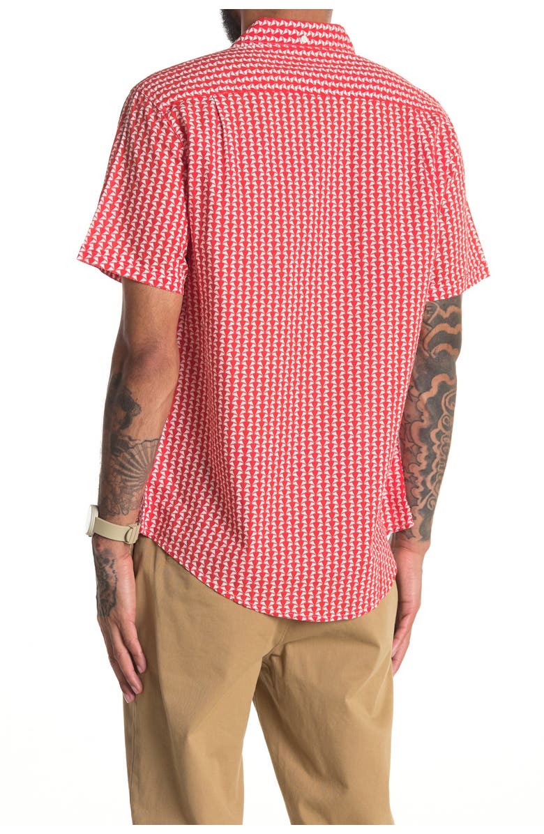 Onia Jack Linen Blend Geo Print Slim Fit Shirt, Alternate, color, 