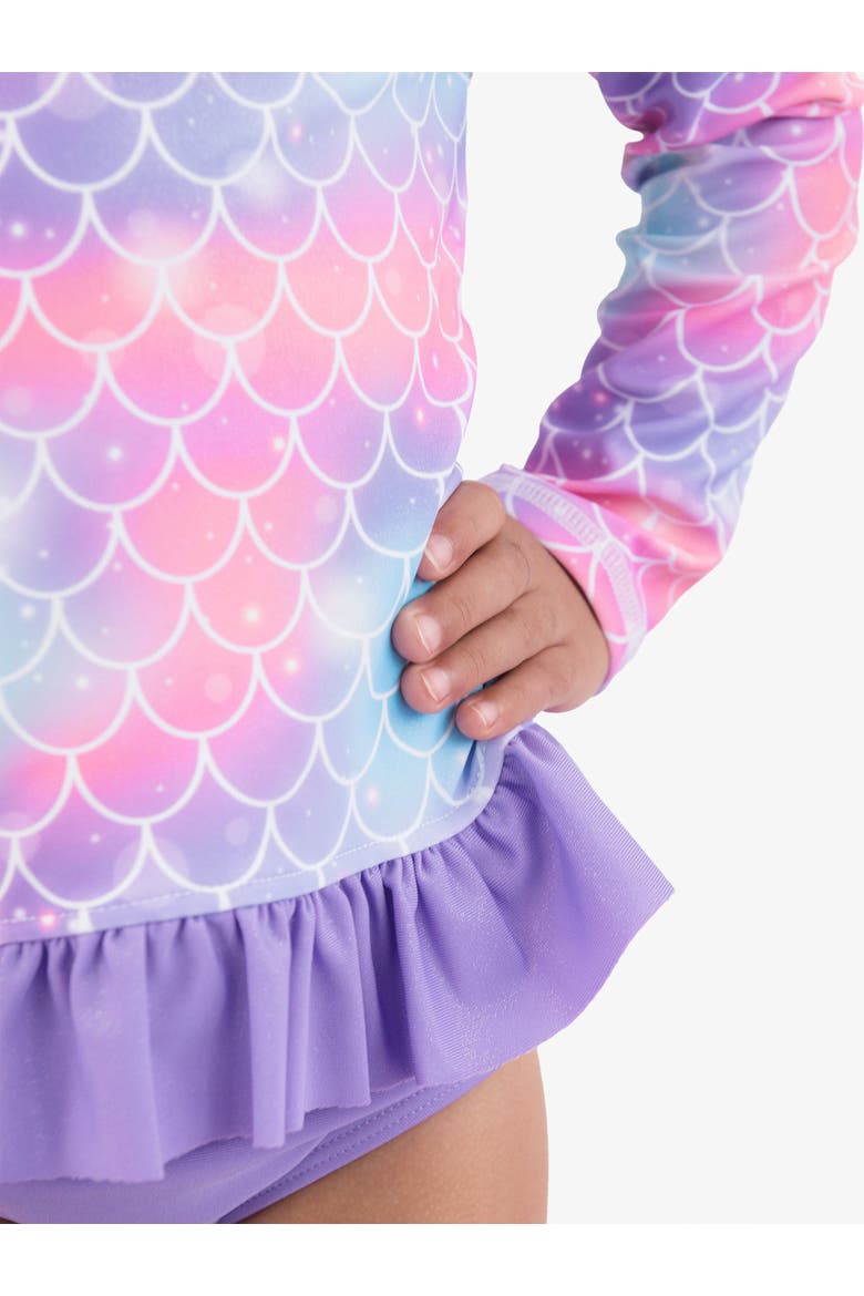 Baby Girls UPF50+ Long Sleeve Rash Guard Bikini, Alternate, color, Shimmer Mermaid Tale