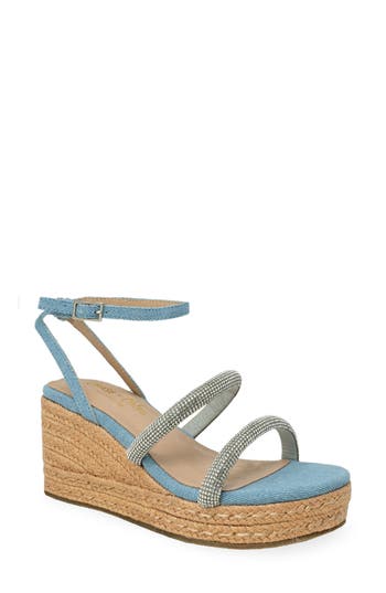 Chase & Chloe Chase And Chloe Rhinestone Strap Espadrille Wedge Sandal