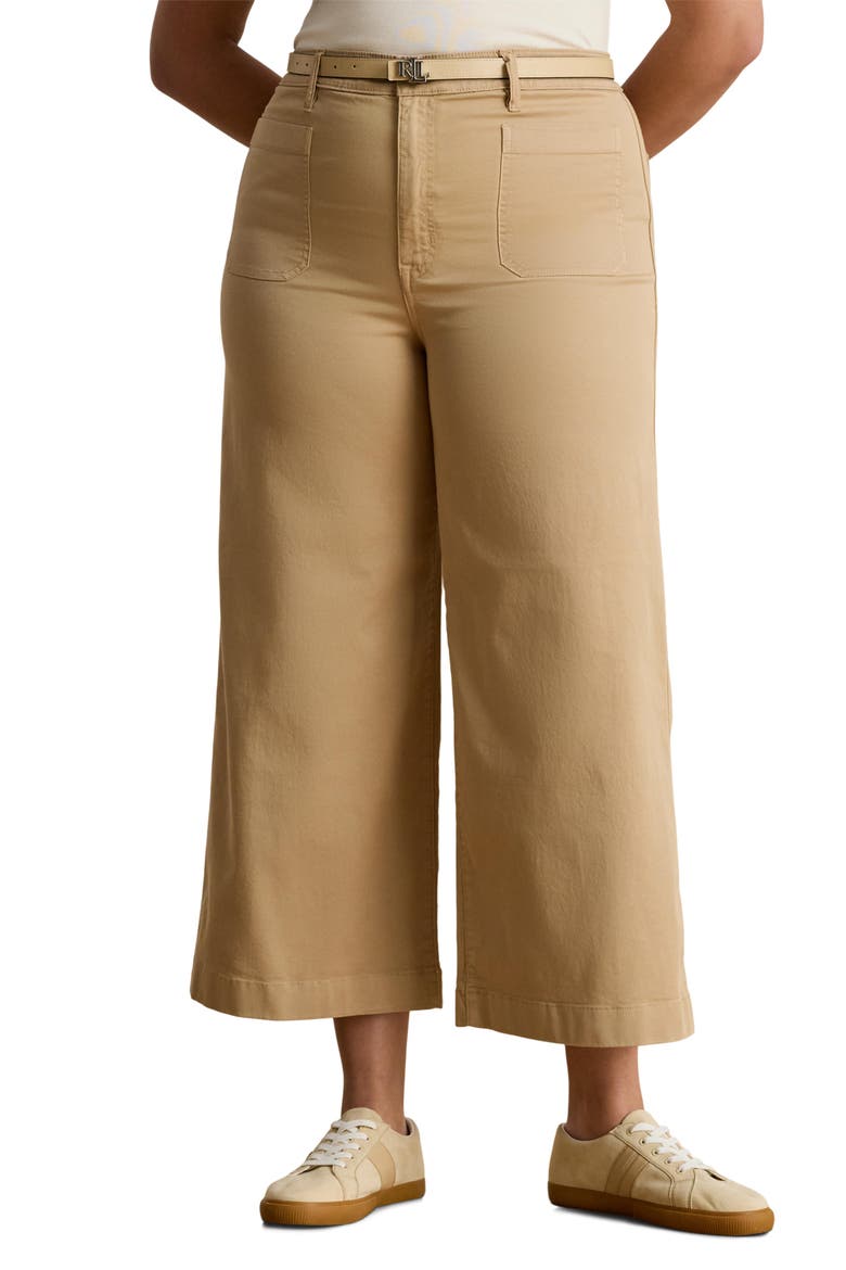 Yurshane Crop Wide Leg Chino Pants, Main, color, TAN