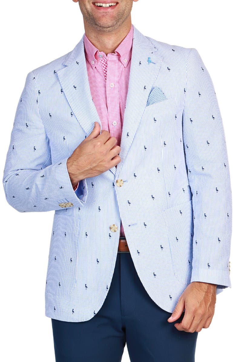 TailorByrd Pinstripe Seersucker Sport Coat, Main, color, Blue