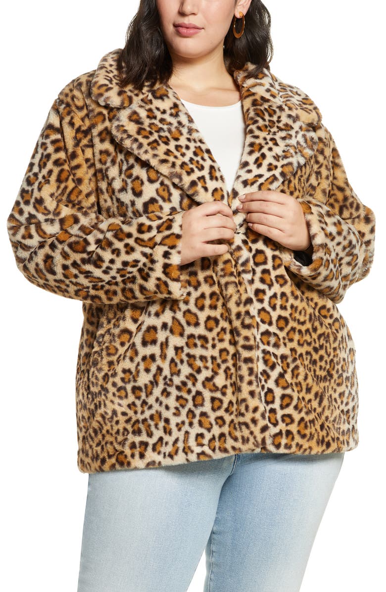 Halogen<sup>®</sup> Leopard Print Faux Fur Coat, Alternate, color,