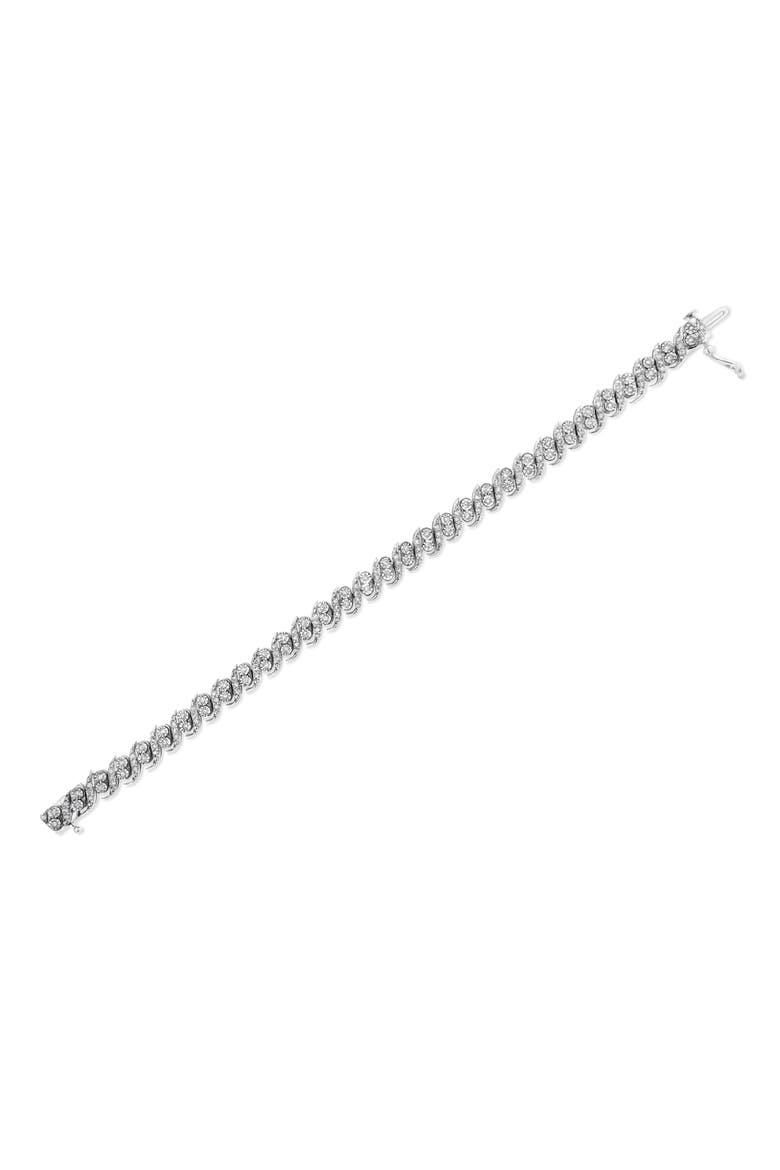 Silver 2.0 Cttw Round-Cut Diamond "S" Link Bracelet, Alternate, color, White