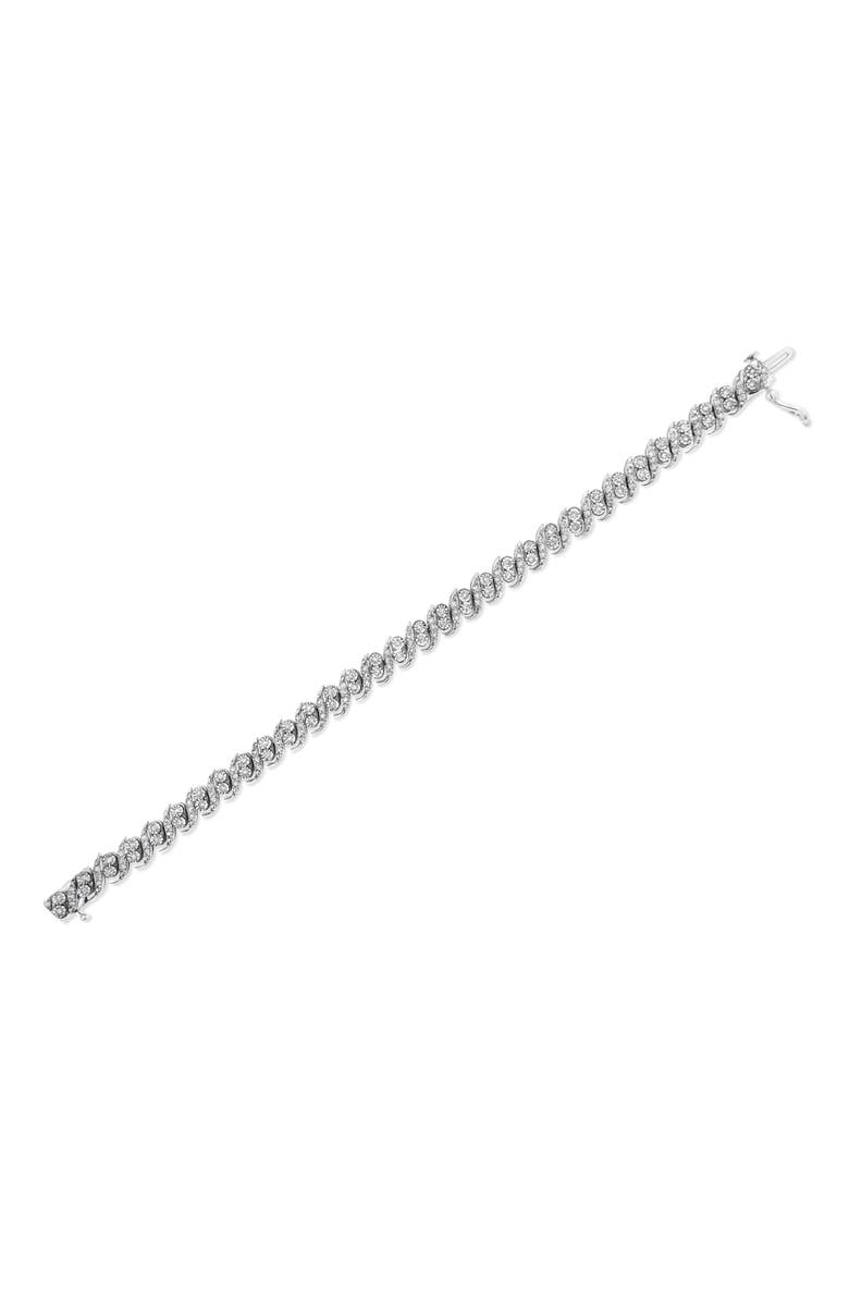 Haus of Brilliance Silver 2.0 Cttw Round-Cut Diamond "S" Link Bracelet, Alternate, color, White