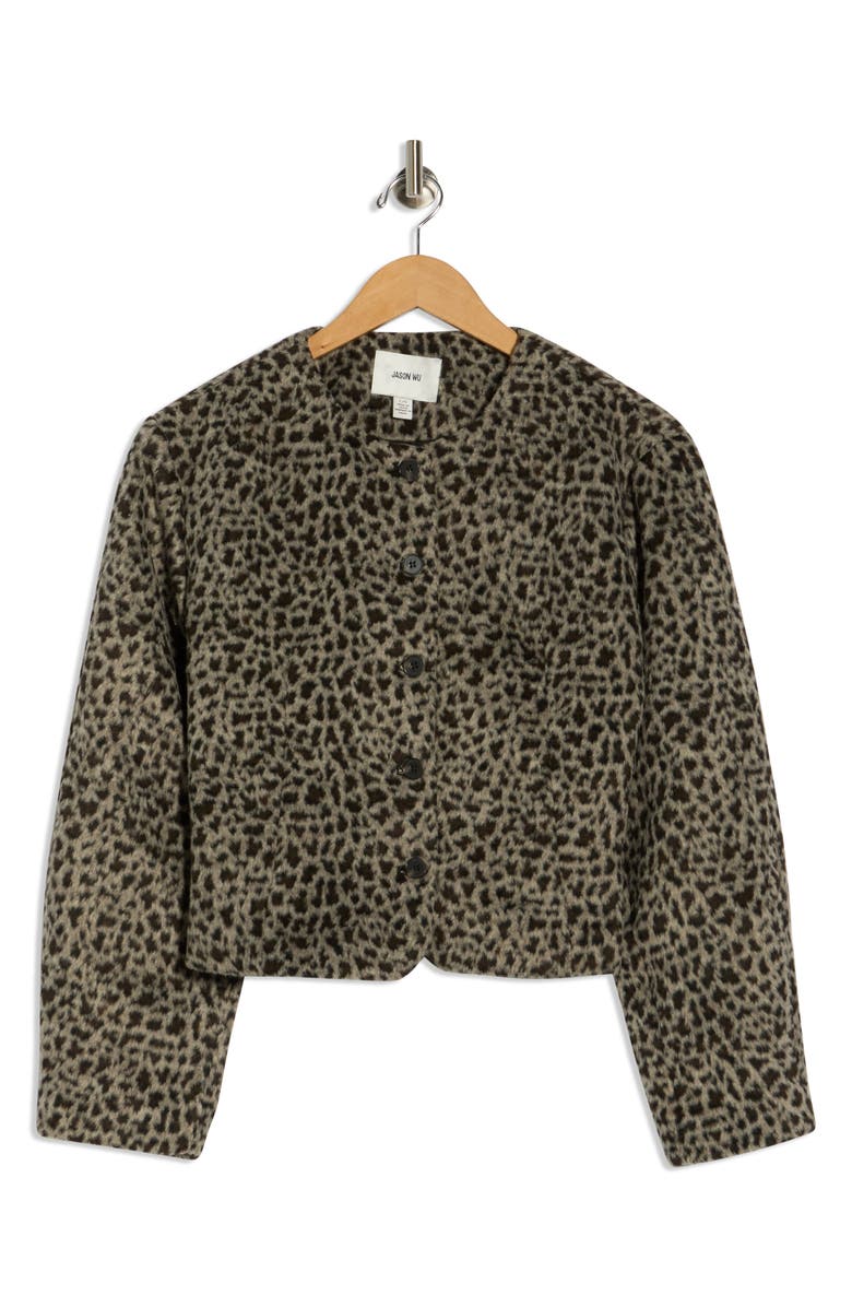 JASON WU Cheetah Print Button-Up Jacket, Alternate, color, Grey Cheetah