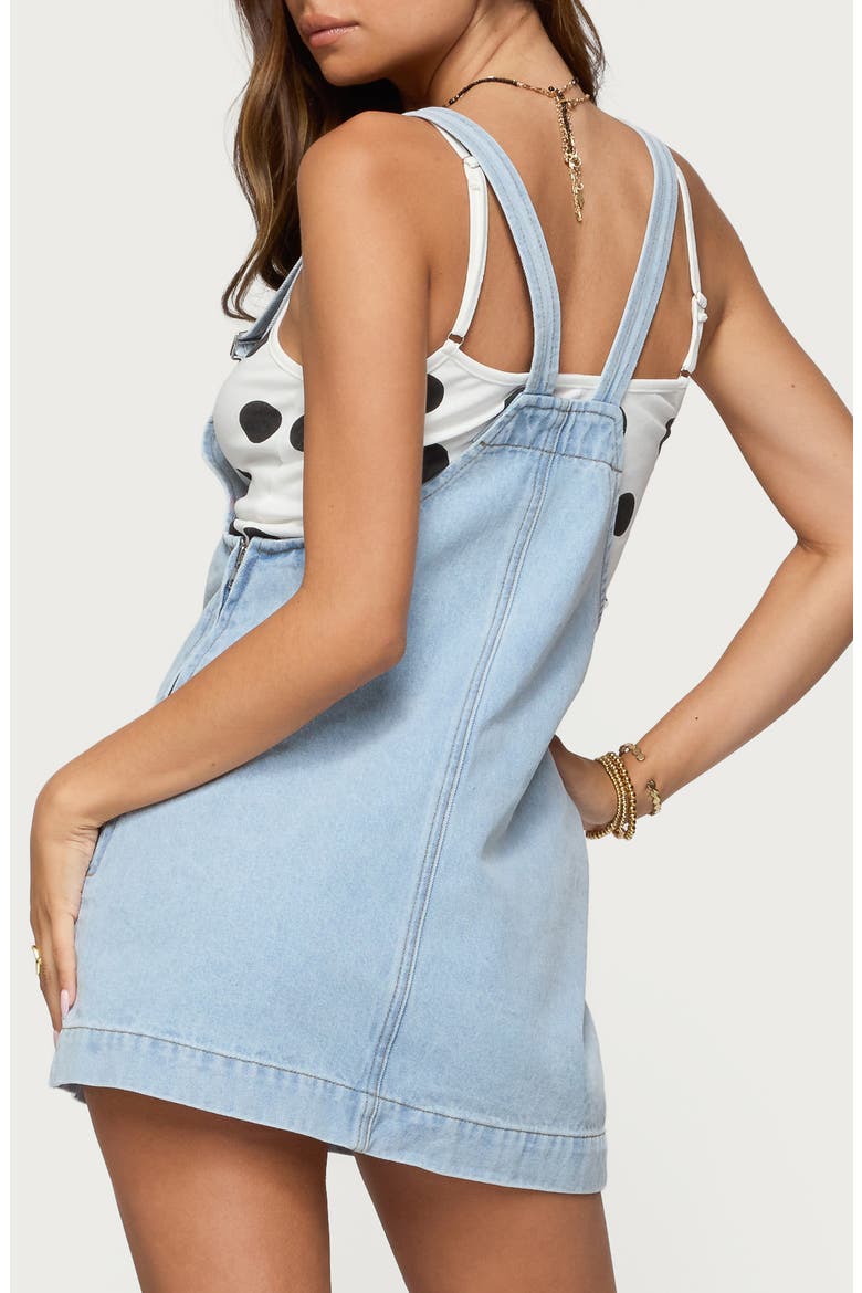 Denim Overall Minidress, Alternate, color, LIGHT-BLUE