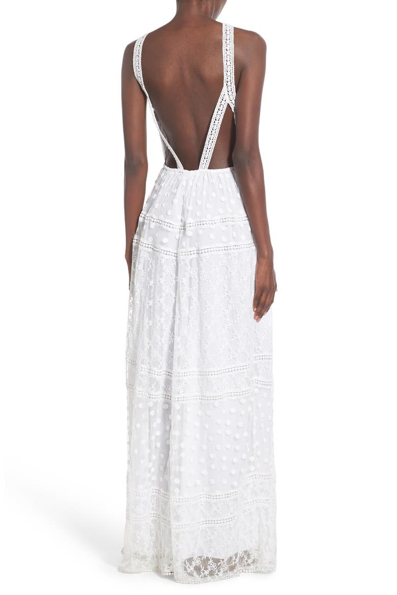 'Kyle' Embroidered High Neck Dress, Alternate, color, VANILLA