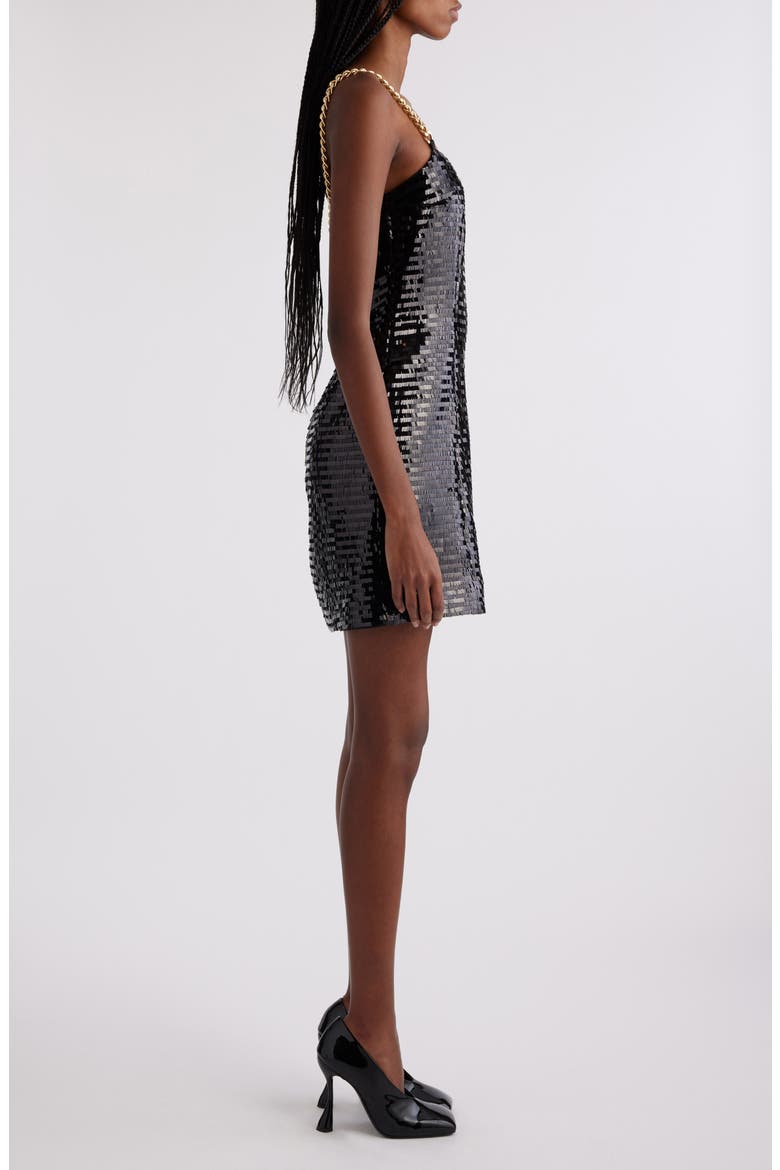 Paillette Chain Strap Dress, Alternate, color, 0PA BLACK