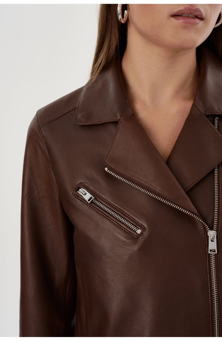 LAMARQUE VALERIA | Leather Biker Jacket, Alternate, color, Brown