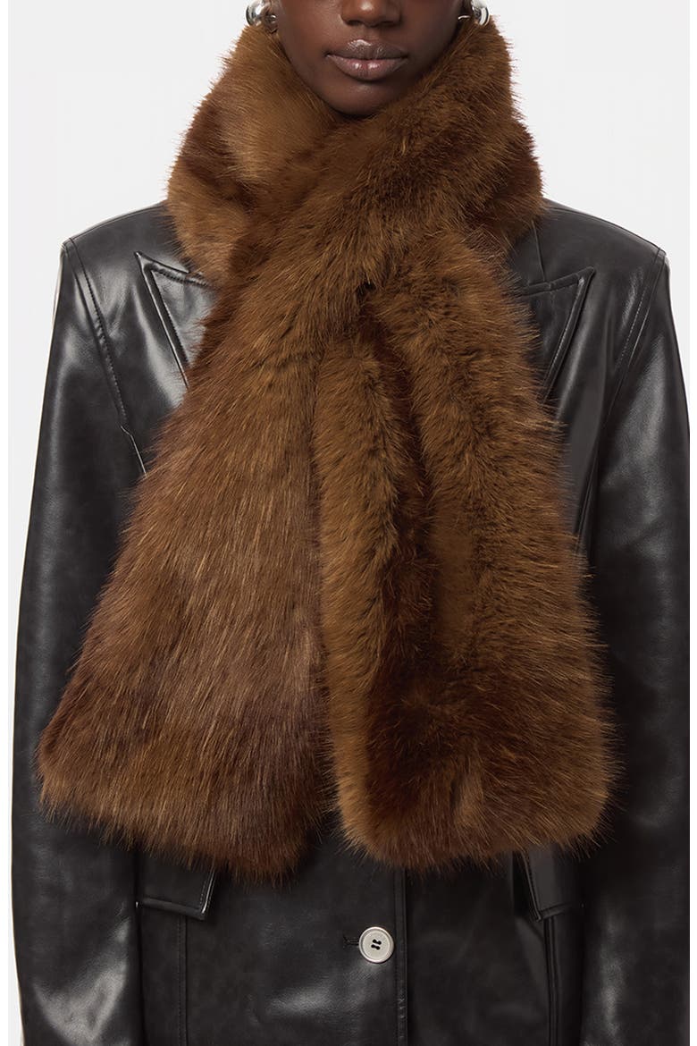 Kai Faux Fur Scarf, Main, color, MINK